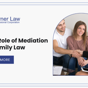 A young couple in talks with a mediator, along with the blog title and a ‘Read More’ button.